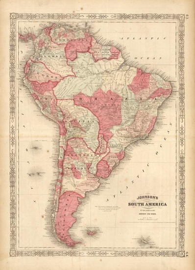 14-South America Map By Benjamin P Ward  &  Alvin Jewett Johnson