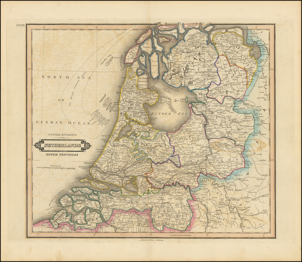 50-Netherlands Map By William Home Lizars