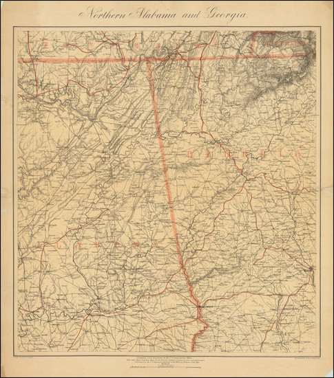 50-Alabama, Georgia and Civil War Map By Henry Lindenkohl