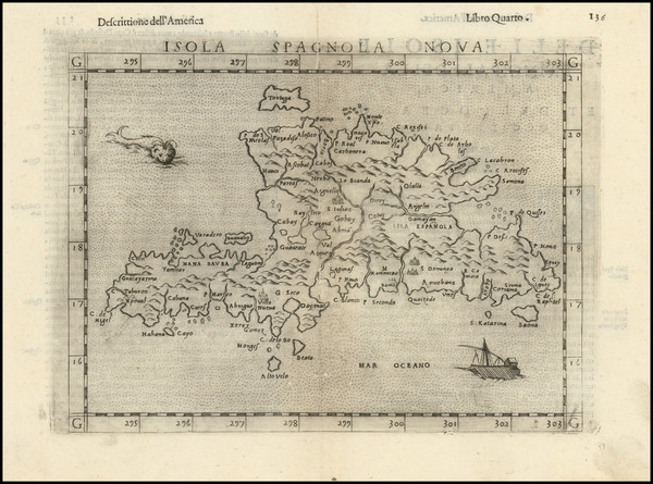 81-Caribbean Map By Girolamo Ruscelli