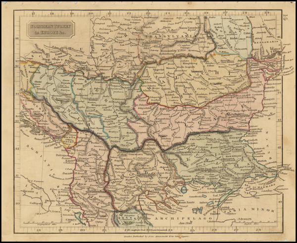 97-Romania, Bulgaria, Turkey and Greece Map By John Arrowsmith