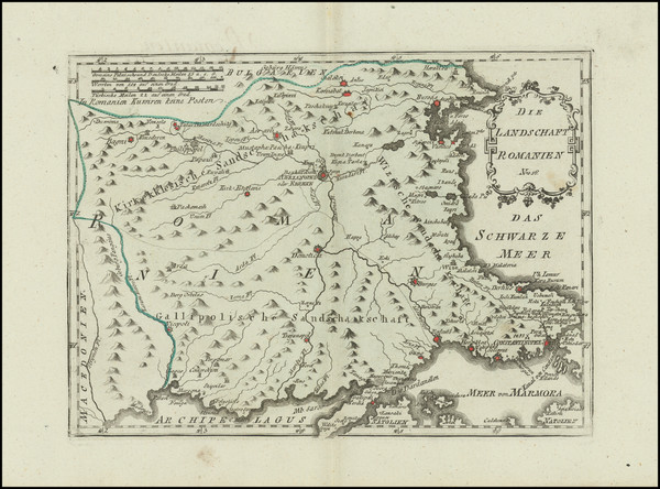 87-Bulgaria and Turkey Map By Franz Johann Joseph von Reilly