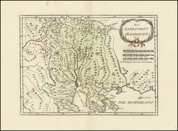 61-Greece Map By Franz Johann Joseph von Reilly