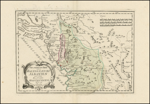 22-Serbia & Montenegro and Albania, Kosovo, Macedonia Map By Franz Johann Joseph von Reilly