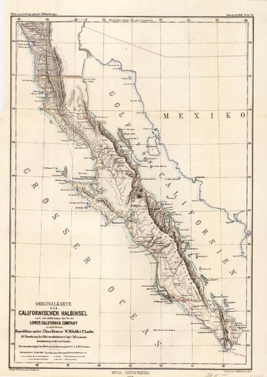 88-Mexico, Baja California and California Map By Augustus Herman Petermann