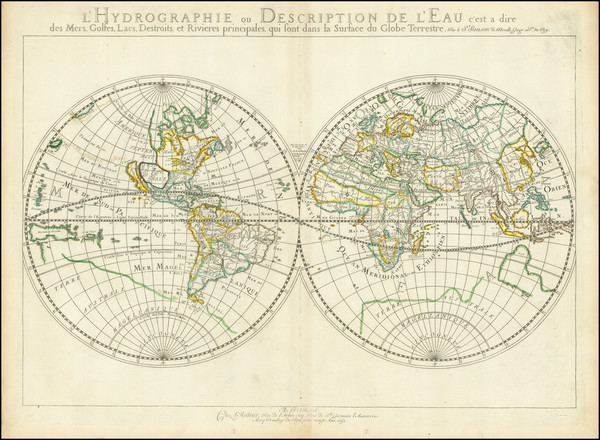 46-World and California as an Island Map By Nicolas Sanson