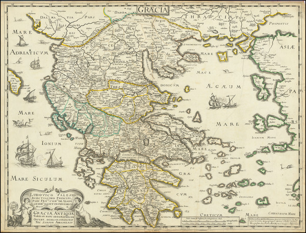 32-Greece Map By Melchior Tavernier / Pierre Mariette / Nicolas Sanson