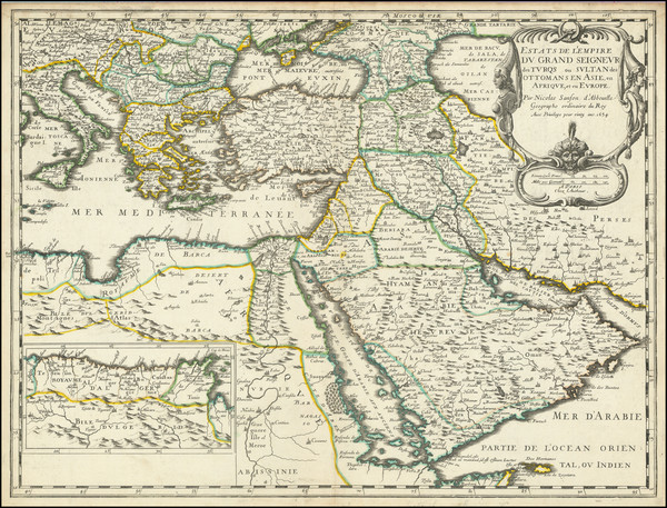 88-Turkey, Middle East, Arabian Peninsula and Turkey & Asia Minor Map By Nicolas Sanson
