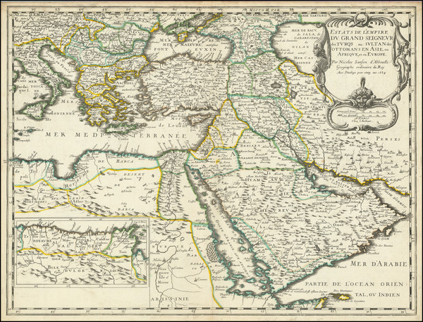 14-Turkey, Middle East, Arabian Peninsula and Turkey & Asia Minor Map By Nicolas Sanson