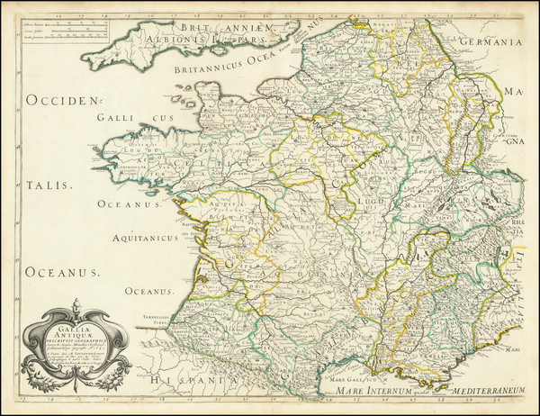 90-France Map By Melchior Tavernier / Nicolas Sanson