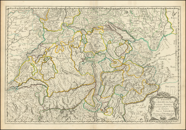 13-Switzerland and Italy Map By Nicolas Sanson