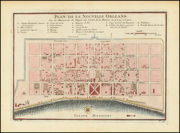 53-New Orleans Map By Jacques Nicolas Bellin