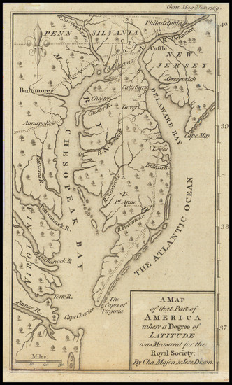 73-Mid-Atlantic, Maryland, Delaware and Southeast Map By Gentleman's Magazine