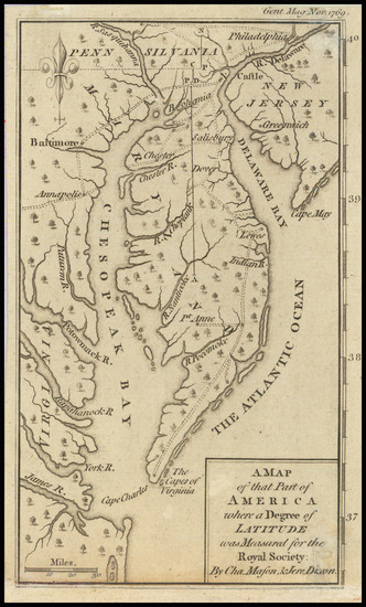 96-Mid-Atlantic, Maryland, Delaware and Southeast Map By Gentleman's Magazine