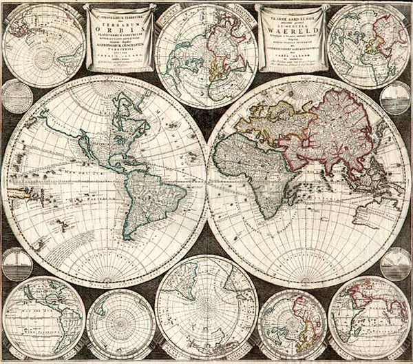 76-World and World Map By Carel Allard