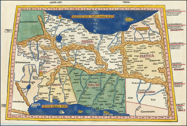 66-Persia & Iraq Map By Claudius Ptolemy / Johann Reger