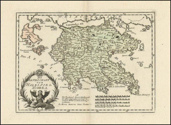 54-Greece Map By Franz Johann Joseph von Reilly