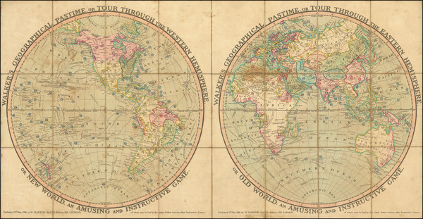 52-World, Korea and Curiosities Map By William Darton