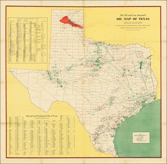 70-Texas and Geological Map By Petroleum Publishing Company