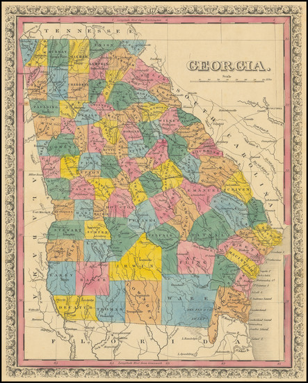 58-Georgia Map By Tanner's Geographical Establishment