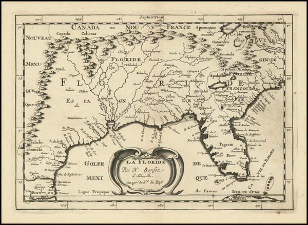 100-Florida, South, Alabama, Southeast and Georgia Map By Nicolas Sanson