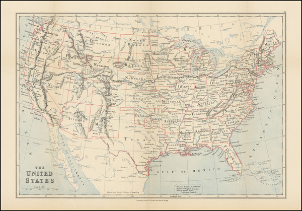 69-United States Map By Longmans, Green & Co.