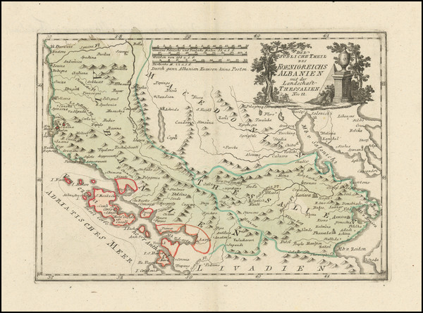 78-Albania, Kosovo, Macedonia Map By Franz Johann Joseph von Reilly