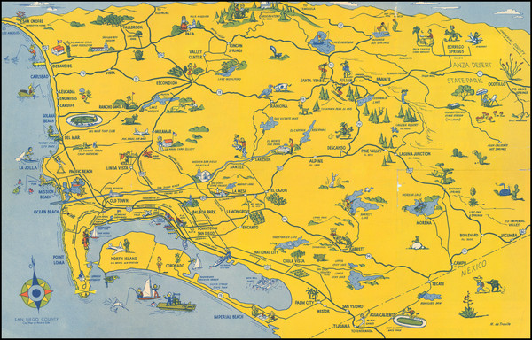 42-Pictorial Maps and San Diego Map By San Diego-California Club / M. de Treville