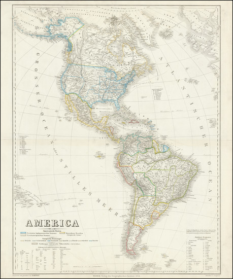 92-Utah, Utah and America Map By Weimar Geographische Institut / Heinrich Kiepert