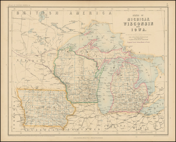 95-Michigan, Wisconsin and Iowa Map By Henry Darwin Rogers / Alexander Keith Johnston