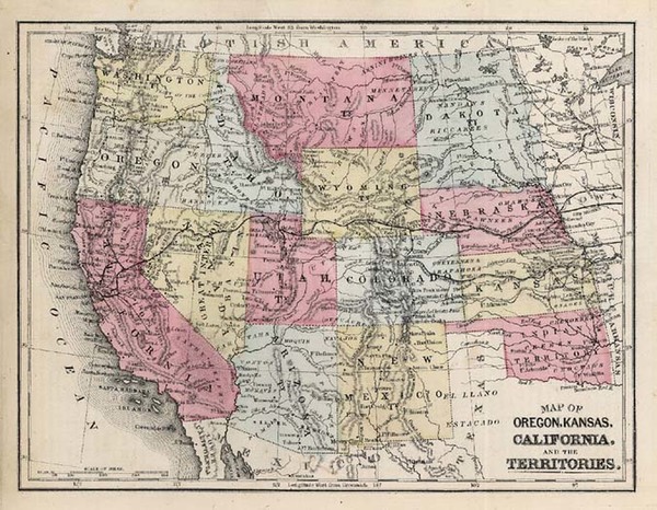 1-Plains, Southwest, Rocky Mountains and California Map By Samuel Butler