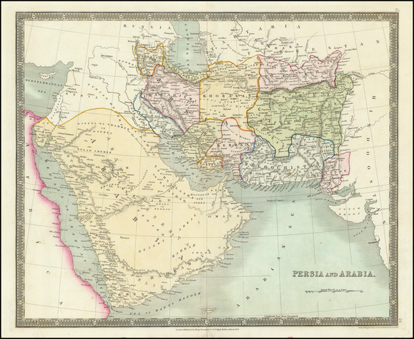 71-Middle East, Arabian Peninsula and Persia & Iraq Map By Henry Teesdale