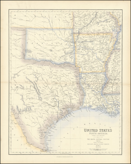 98-Louisiana, Arkansas, Texas, Kansas, Missouri and Oklahoma & Indian Territory Map By Archiba