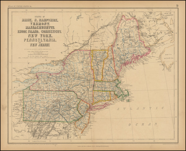 69-New England, Maine, Massachusetts, New York State and Pennsylvania Map By Henry Darwin Rogers  