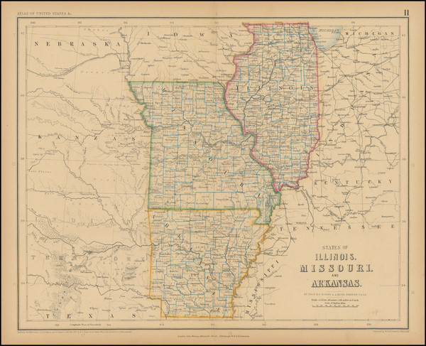 12-Arkansas, Midwest, Illinois and Missouri Map By Henry Darwin Rogers  &  Alexander Keith Joh