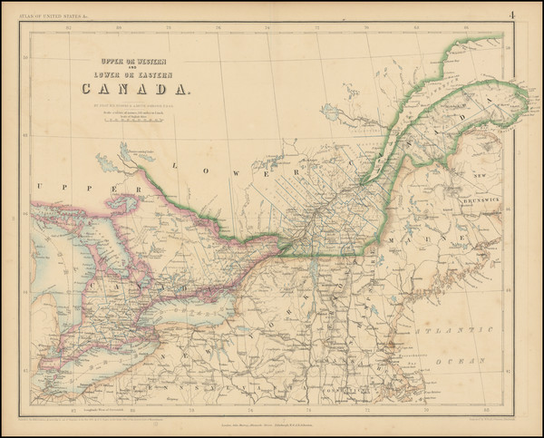 26-New England, Canada and Eastern Canada Map By Henry Darwin Rogers / Alexander Keith Johnston