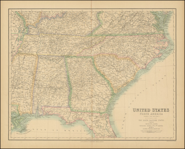 65-South, Alabama, Tennessee, Southeast, Georgia, North Carolina and South Carolina Map By Archiba