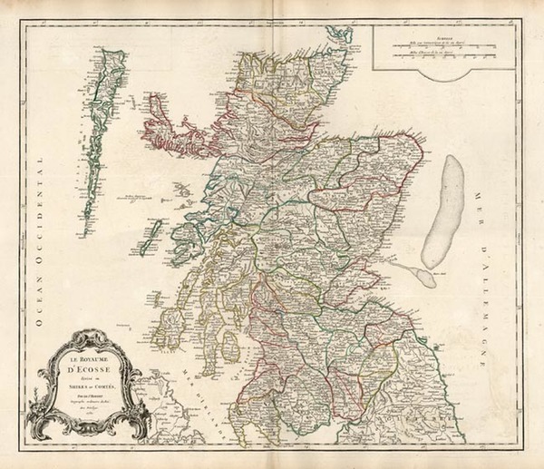 60-Scotland Map By Gilles Robert de Vaugondy