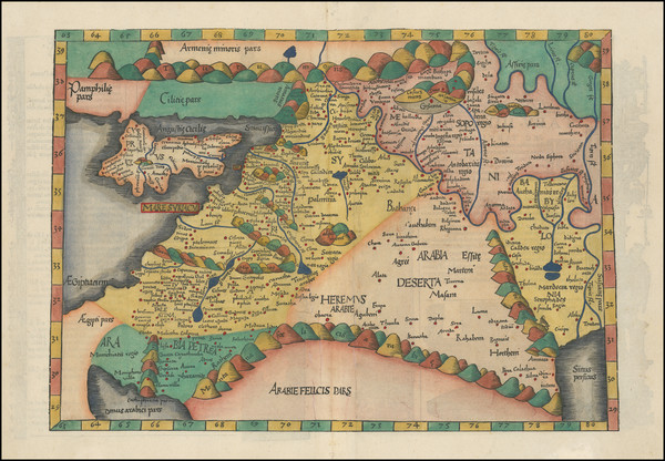 92-Cyprus, Middle East, Holy Land and Turkey & Asia Minor Map By Lorenz Fries