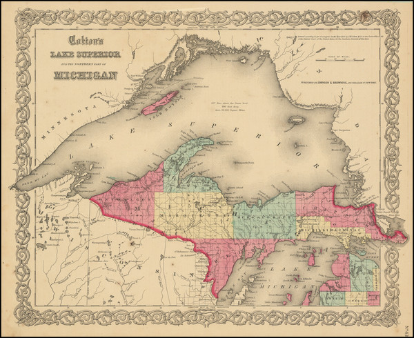 18-Michigan Map By Joseph Hutchins Colton