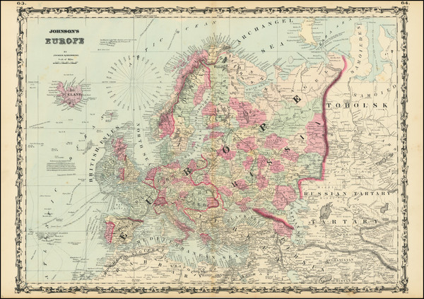 85-Europe Map By Alvin Jewett Johnson  &  Ross C. Browning