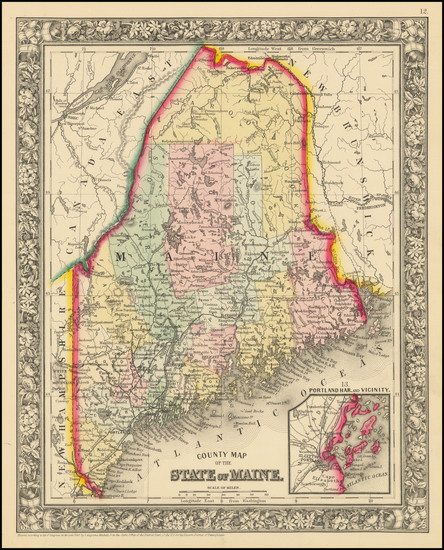 37-Maine Map By Samuel Augustus Mitchell Jr.