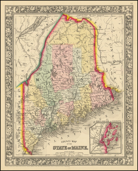 83-Maine Map By Samuel Augustus Mitchell Jr.