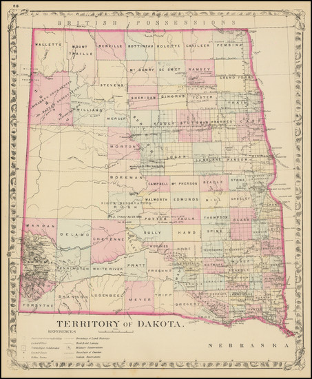 55-North Dakota and South Dakota Map By Samuel Augustus Mitchell Jr.