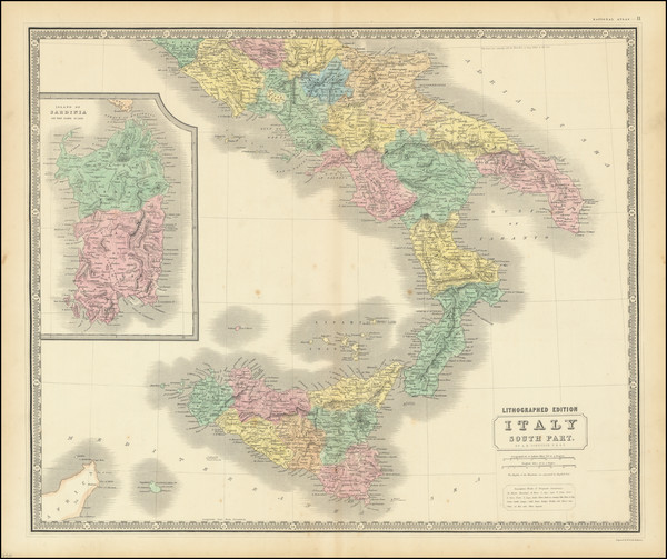 53-Italy and Balearic Islands Map By W. & A.K. Johnston