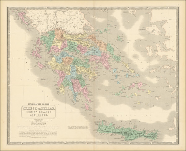 68-Balkans, Mediterranean, Balearic Islands and Greece Map By W. & A.K. Johnston