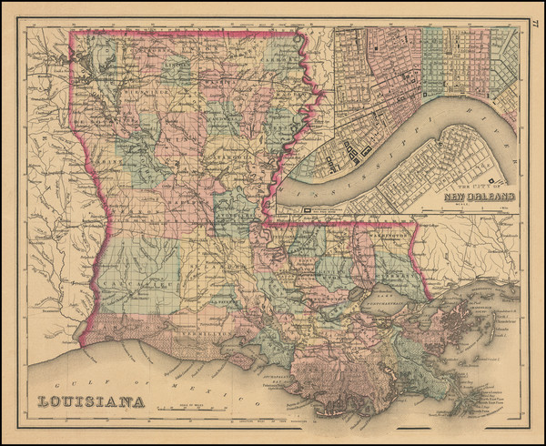 50-Louisiana and New Orleans Map By O.W. Gray