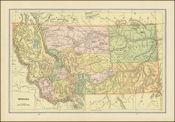 20-Montana Map By George F. Cram