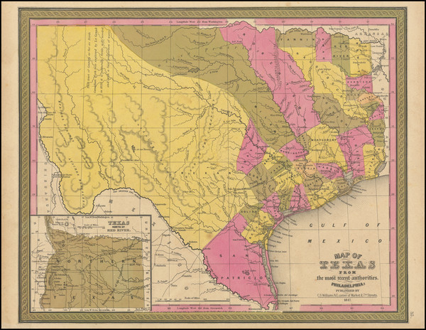 27-Texas Map By Samuel Augustus Mitchell