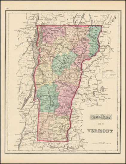 39-Vermont Map By O.W. Gray